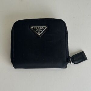 Prada Black Nylon Zip-Around Coin Wallet